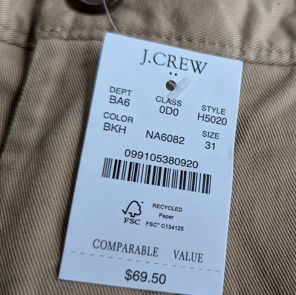 J. CREW‎ Khaki Shorts (Sz 31) NEW!